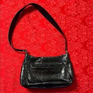 Hobo International Black Leather Shoulder Bag Soft Slouchy Boho Tote With Zipper